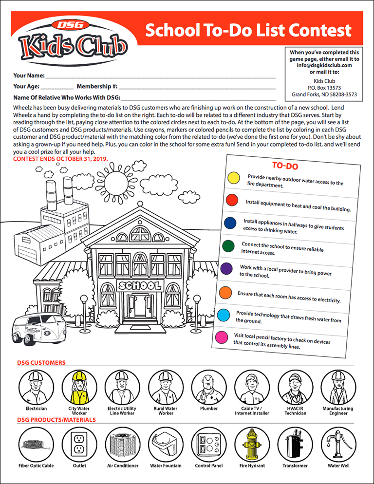 DSG Kids Club - School To-Do List Contest