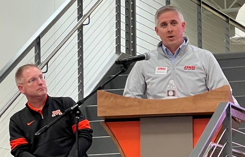 Mike Meiresonne, DSG COO, speaks at Moorhead High School Career Academy