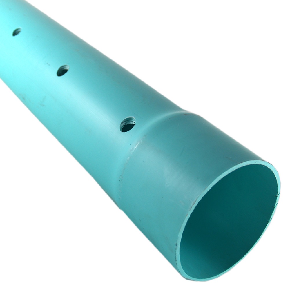 PVC Pipe 4"X10' SDR35 BE Perforated Pipe 2 Rows 5/8" Holes